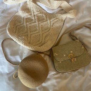 Elegant Cream and Tan Women Bags Set